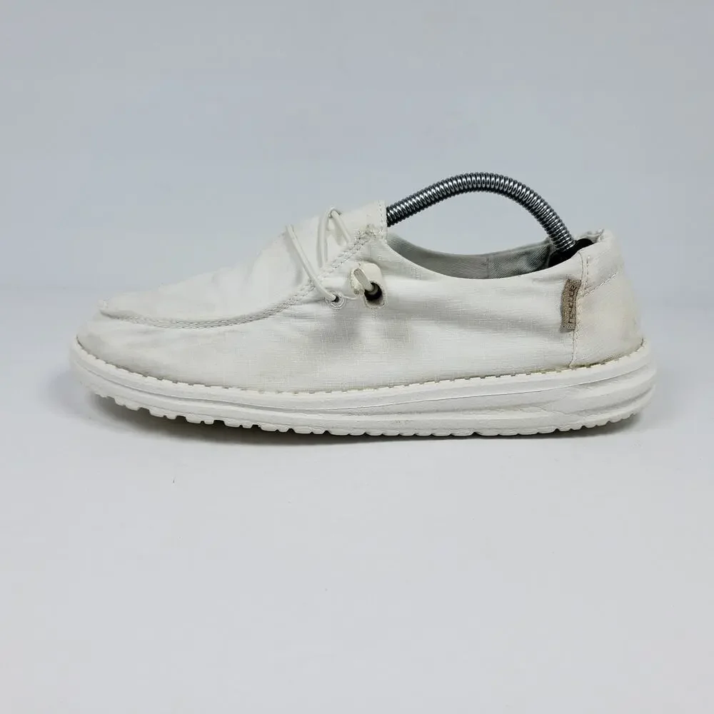 Hey Dude Wendy Womens Size 8 Silk Moon White Slip On Casual Loafer Shoes